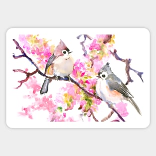 Titmice and Cherry Blossom Sticker